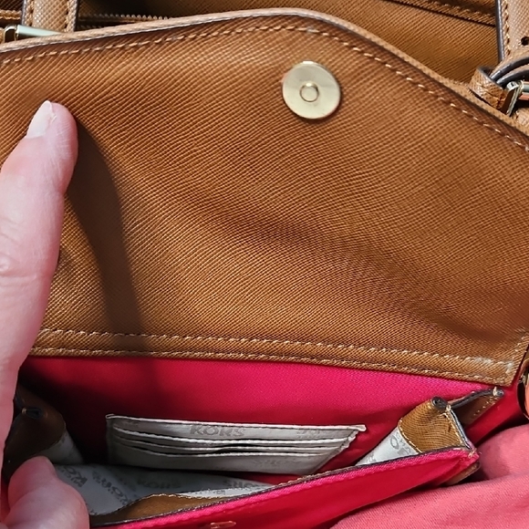 Michael Kors Women's Nylon Red and Tan Travel Tote - Picture 9 of 16